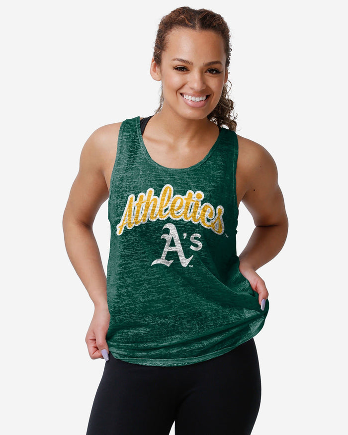 Oakland Athletics Womens Burn Out Sleeveless Top FOCO S - FOCO.com