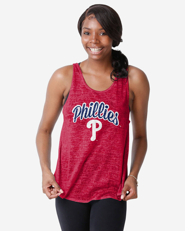 Philadelphia Phillies Womens Burn Out Sleeveless Top FOCO S - FOCO.com