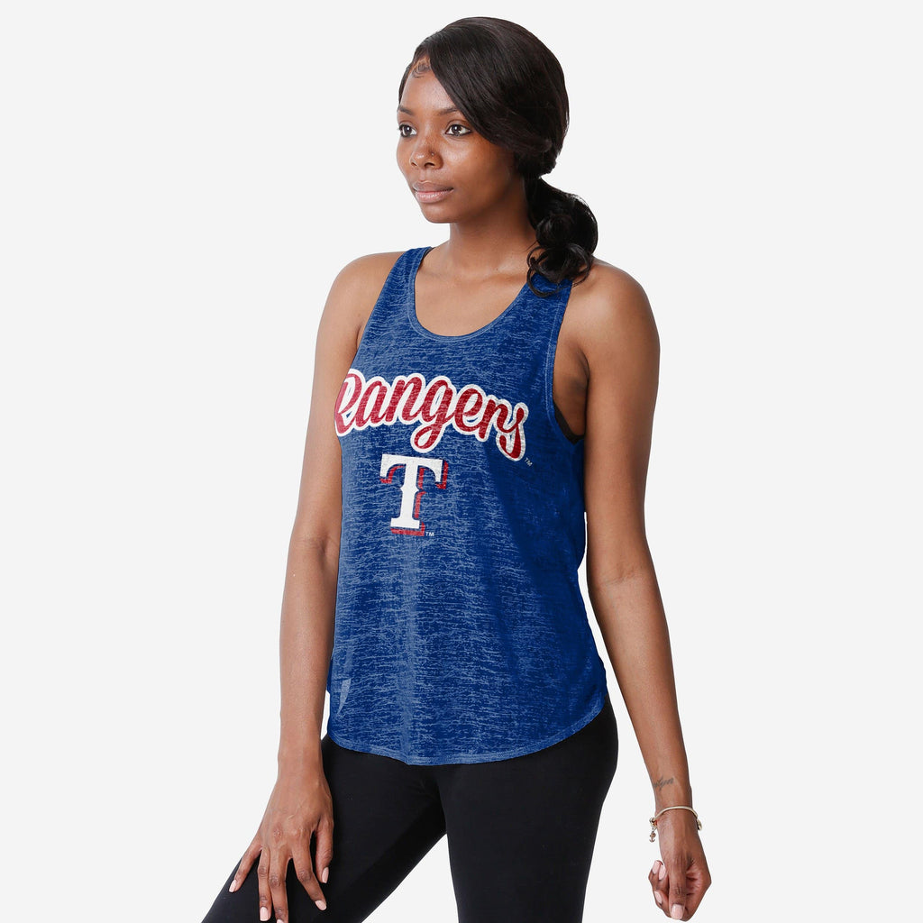 Texas Rangers Womens Burn Out Sleeveless Top FOCO S - FOCO.com