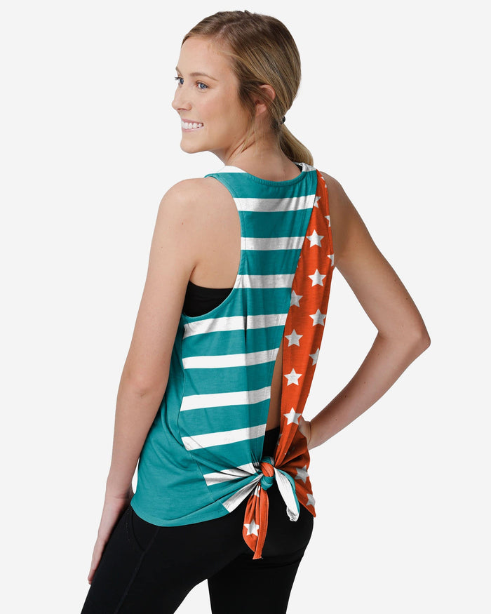 Miami Dolphins Womens Americana Tie-Breaker Sleeveless Top FOCO S - FOCO.com