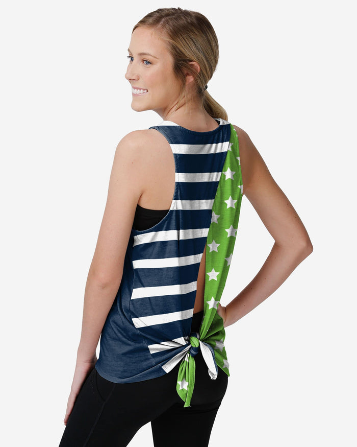 Seattle Seahawks Womens Americana Tie-Breaker Sleeveless Top FOCO S - FOCO.com