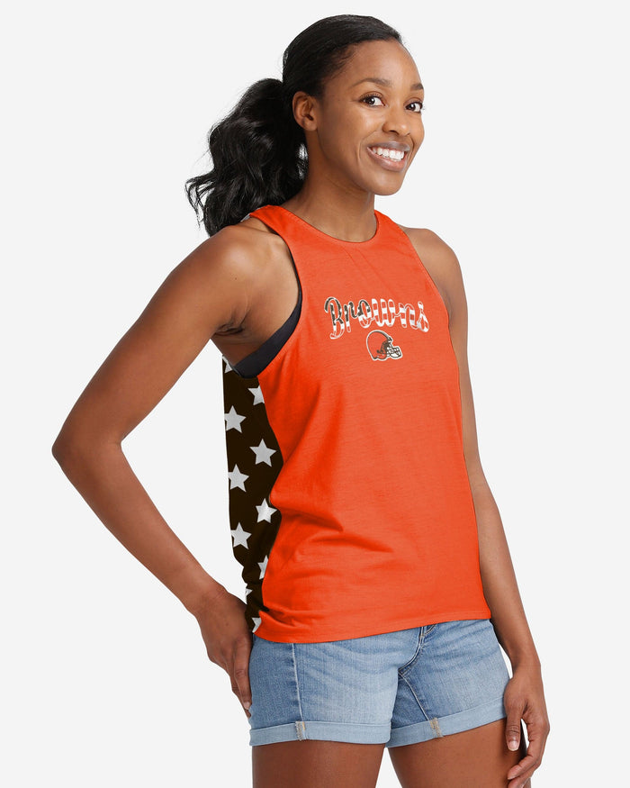 Cleveland Browns Womens Americana Tie-Breaker Sleeveless Top FOCO - FOCO.com