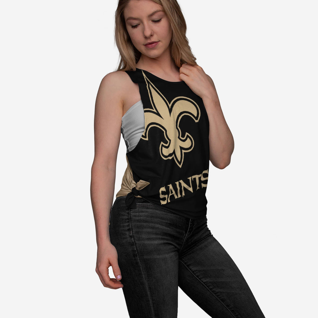 New Orleans Saints Womens Side-Tie Sleeveless Top FOCO S - FOCO.com