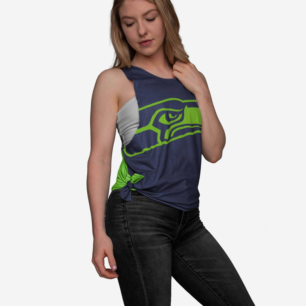 Seattle Seahawks Womens Side-Tie Sleeveless Top FOCO S - FOCO.com