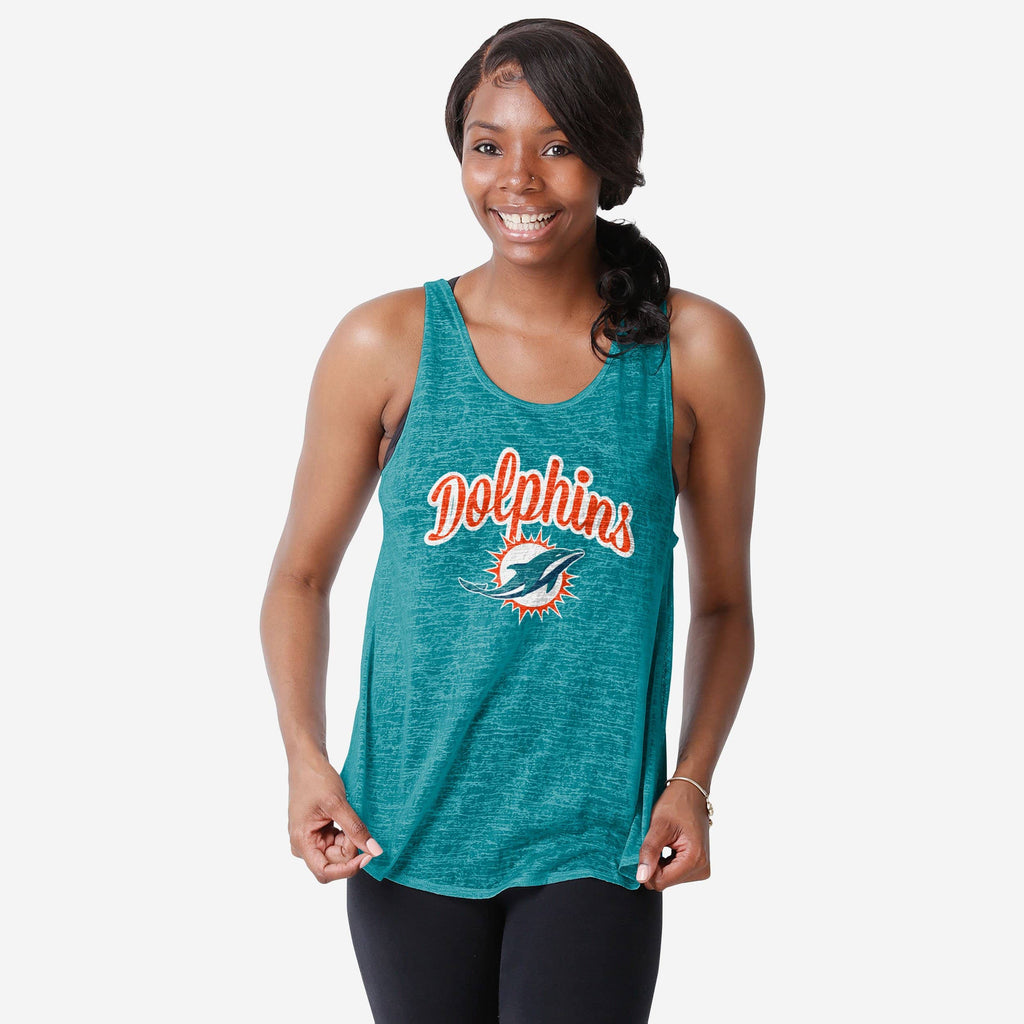 Miami Dolphins Womens Burn Out Sleeveless Top FOCO S - FOCO.com