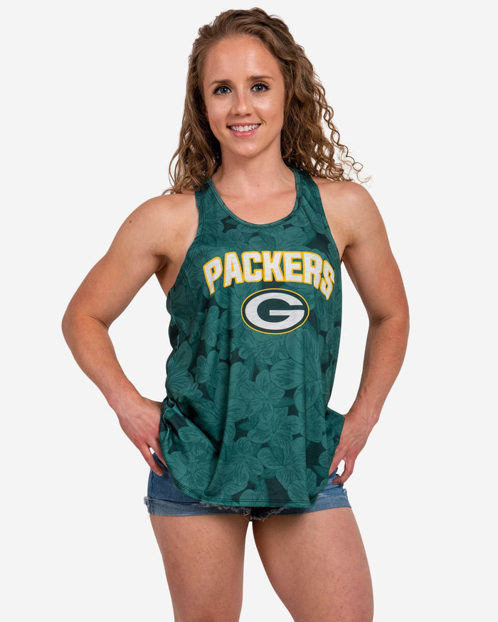 Green Bay Packers Womens Hibiscus Twist Back Sleeveless Top FOCO S - FOCO.com