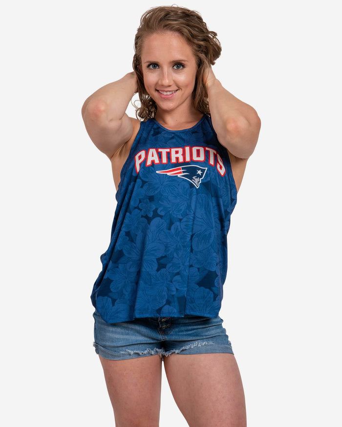 New England Patriots Womens Hibiscus Twist Back Sleeveless Top FOCO S - FOCO.com