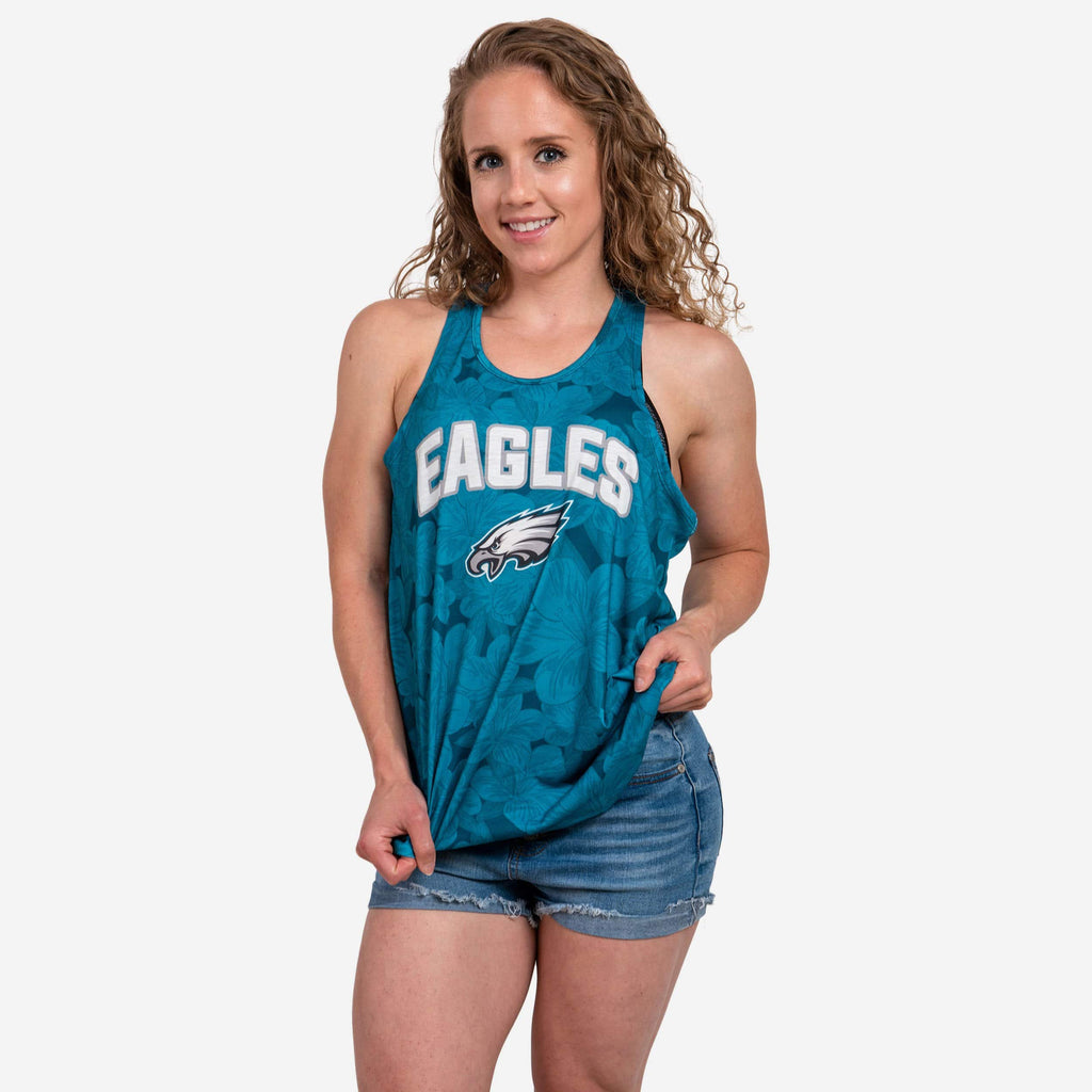 Philadelphia Eagles Womens Hibiscus Twist Back Sleeveless Top FOCO S - FOCO.com