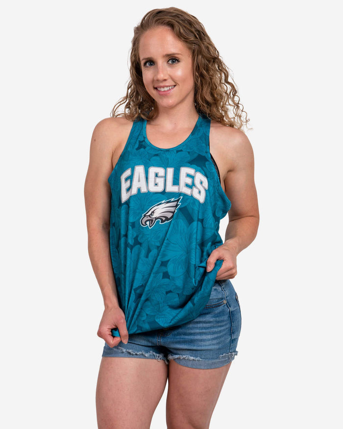 Philadelphia Eagles Womens Hibiscus Twist Back Sleeveless Top FOCO S - FOCO.com