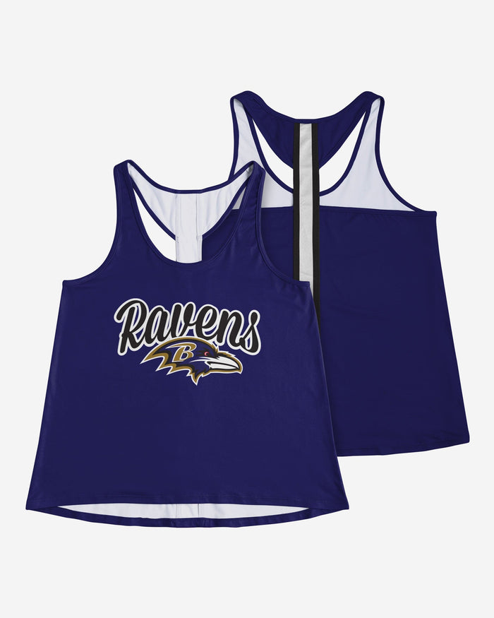 Baltimore Ravens Womens Wordmark Team Stripe Sleeveless Top FOCO - FOCO.com