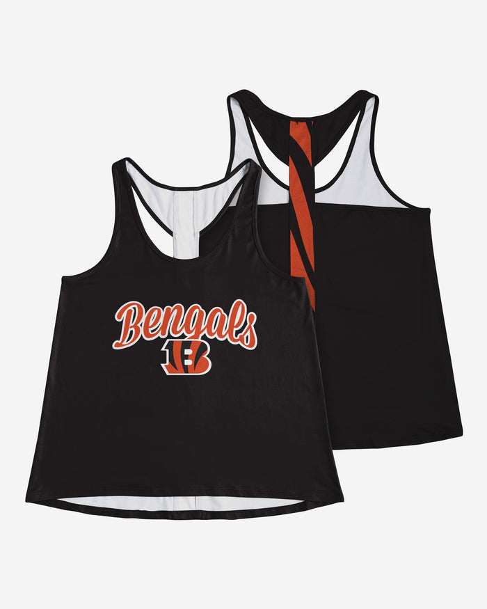 Cincinnati Bengals Womens Wordmark Team Stripe Sleeveless Top FOCO - FOCO.com