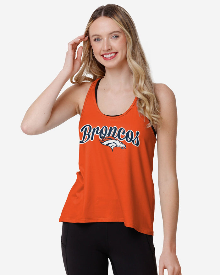 Denver Broncos Womens Wordmark Team Stripe Sleeveless Top FOCO S - FOCO.com