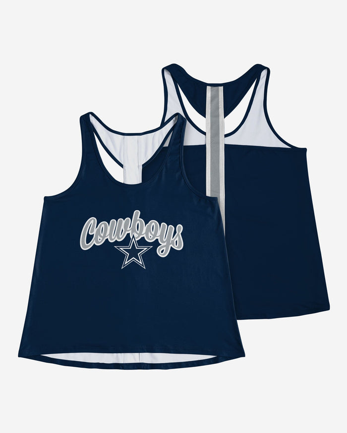 Dallas Cowboys Womens Wordmark Team Stripe Sleeveless Top FOCO - FOCO.com