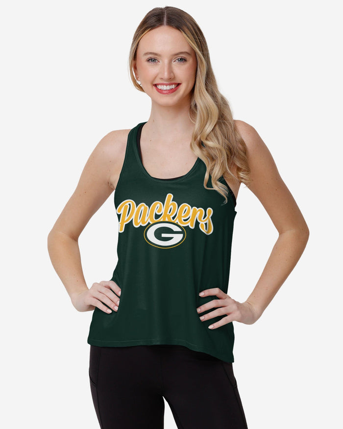 Green Bay Packers Womens Wordmark Team Stripe Sleeveless Top FOCO S - FOCO.com