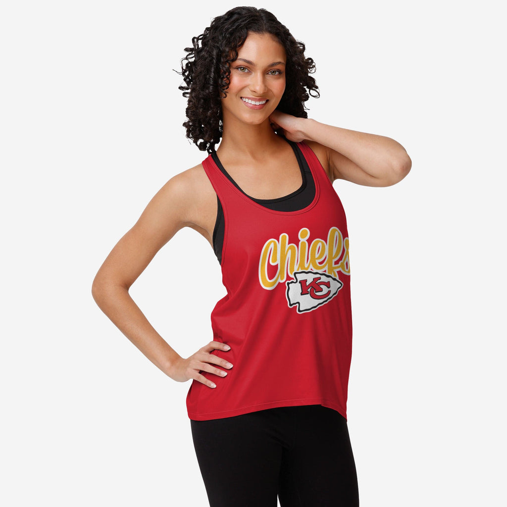 Kansas City Chiefs Womens Wordmark Team Stripe Sleeveless Top FOCO S - FOCO.com