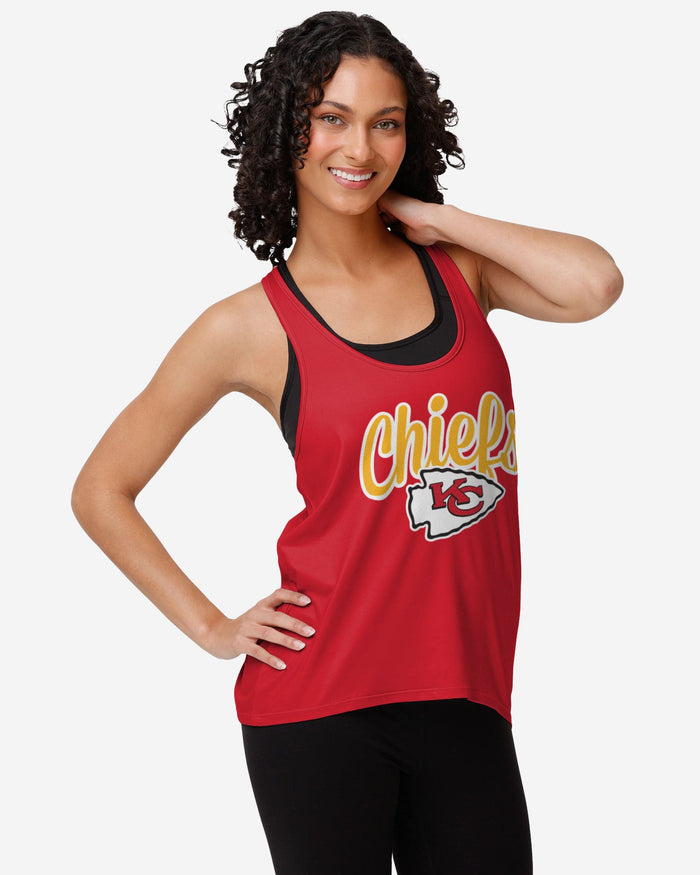 Kansas City Chiefs Womens Wordmark Team Stripe Sleeveless Top FOCO S - FOCO.com