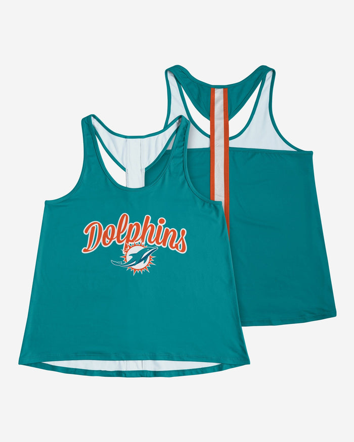 Miami Dolphins Womens Wordmark Team Stripe Sleeveless Top FOCO - FOCO.com