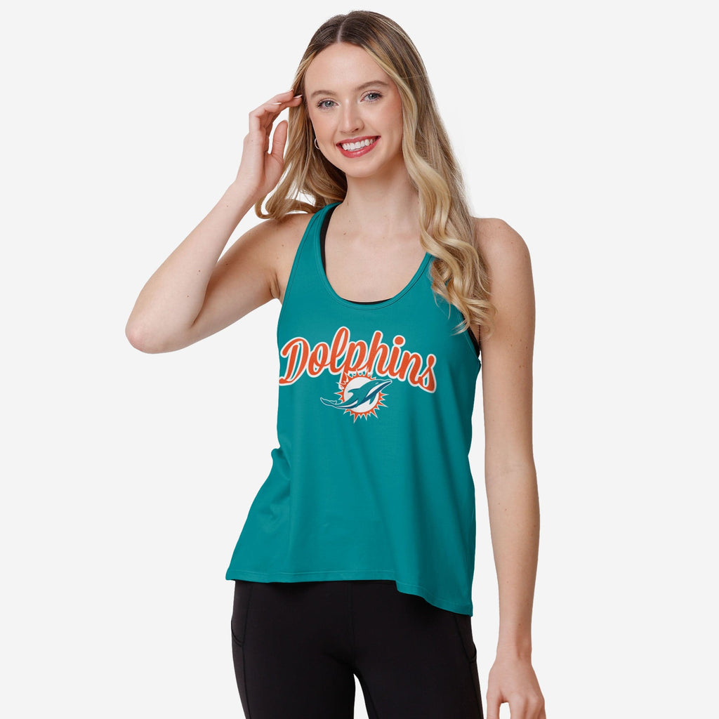 Miami Dolphins Womens Wordmark Team Stripe Sleeveless Top FOCO S - FOCO.com