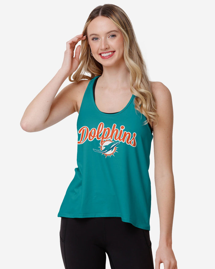 Miami Dolphins Womens Wordmark Team Stripe Sleeveless Top FOCO S - FOCO.com