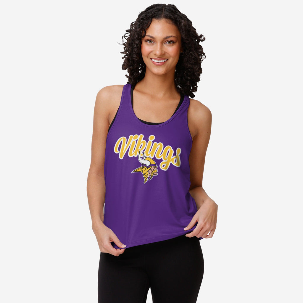 Minnesota Vikings Womens Wordmark Team Stripe Sleeveless Top FOCO S - FOCO.com