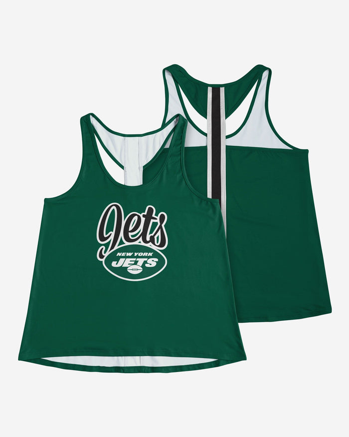 New York Jets Womens Wordmark Team Stripe Sleeveless Top FOCO - FOCO.com