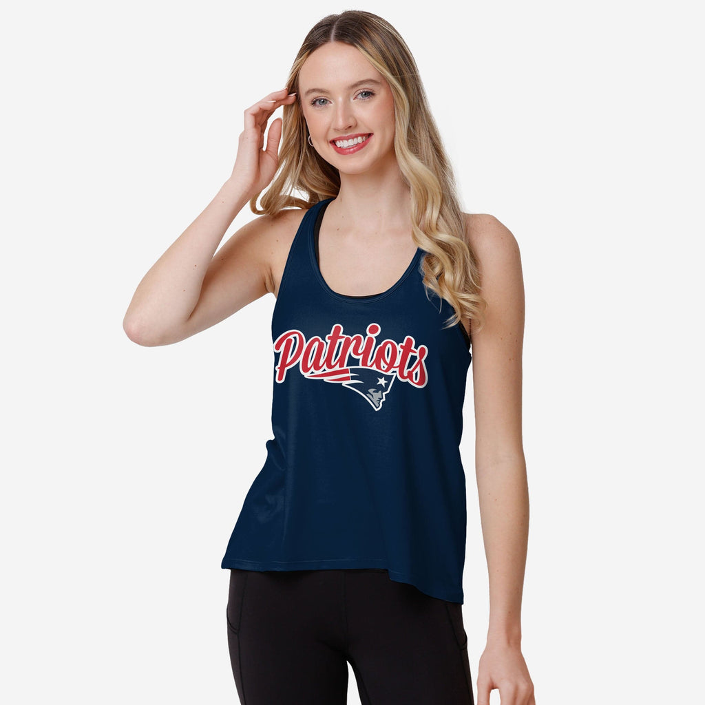 New England Patriots Womens Wordmark Team Stripe Sleeveless Top FOCO S - FOCO.com