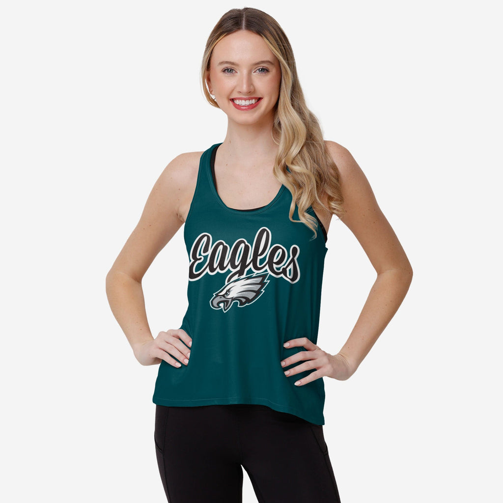 Philadelphia Eagles Womens Wordmark Team Stripe Sleeveless Top FOCO S - FOCO.com