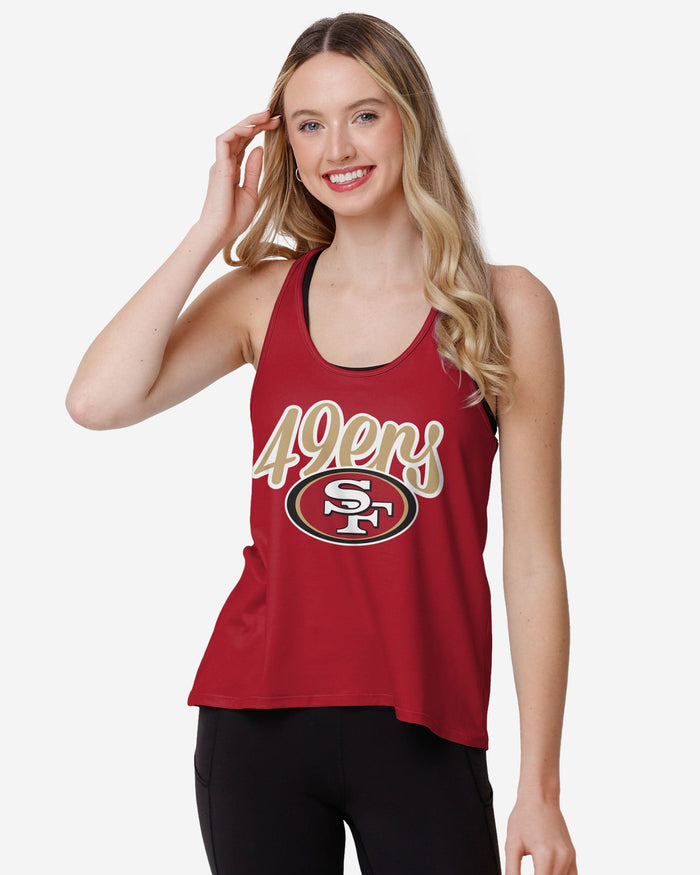 San Francisco 49ers Womens Wordmark Team Stripe Sleeveless Top FOCO S - FOCO.com