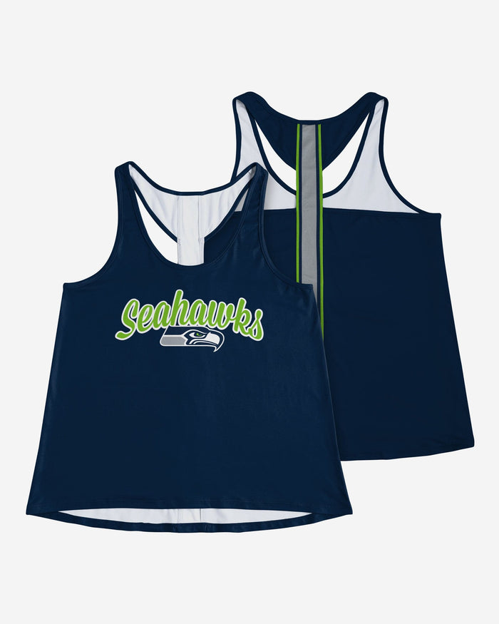 Seattle Seahawks Womens Wordmark Team Stripe Sleeveless Top FOCO - FOCO.com