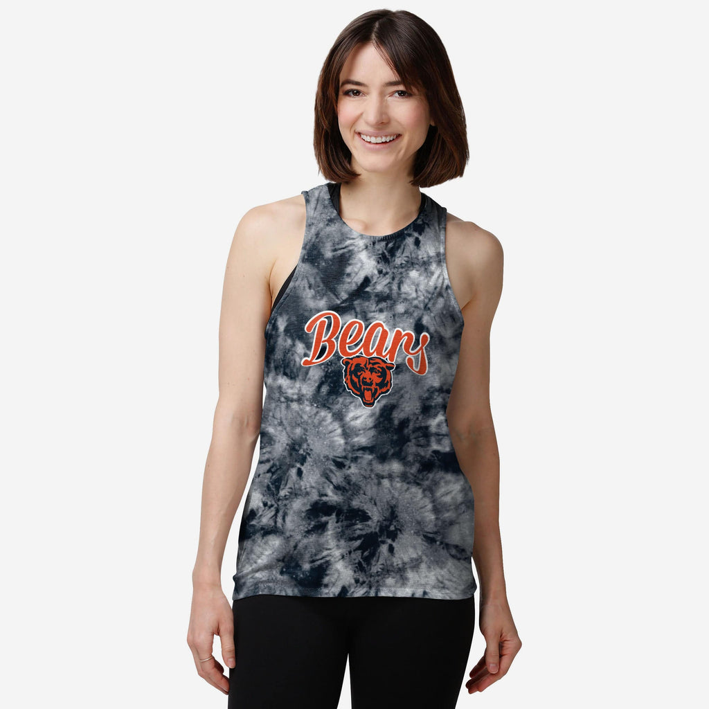 Chicago Bears Womens Script Wordmark Tie-Dye Tie-Breaker Sleeveless Top FOCO S - FOCO.com