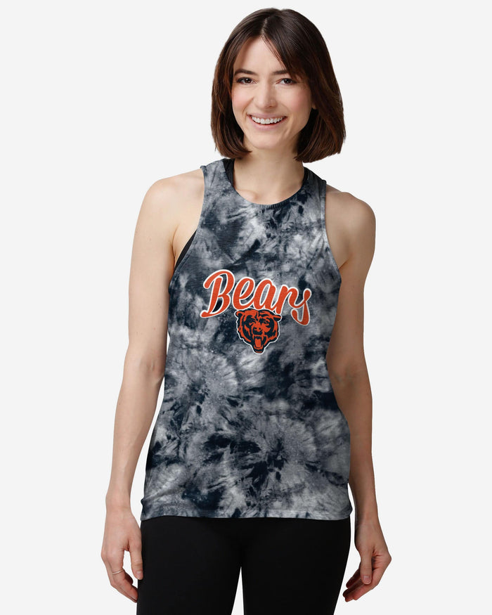 Chicago Bears Womens Script Wordmark Tie-Dye Tie-Breaker Sleeveless Top FOCO S - FOCO.com