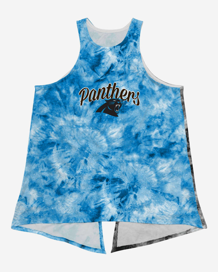 Carolina Panthers Womens Script Wordmark Tie-Dye Tie-Breaker Sleeveless Top FOCO - FOCO.com