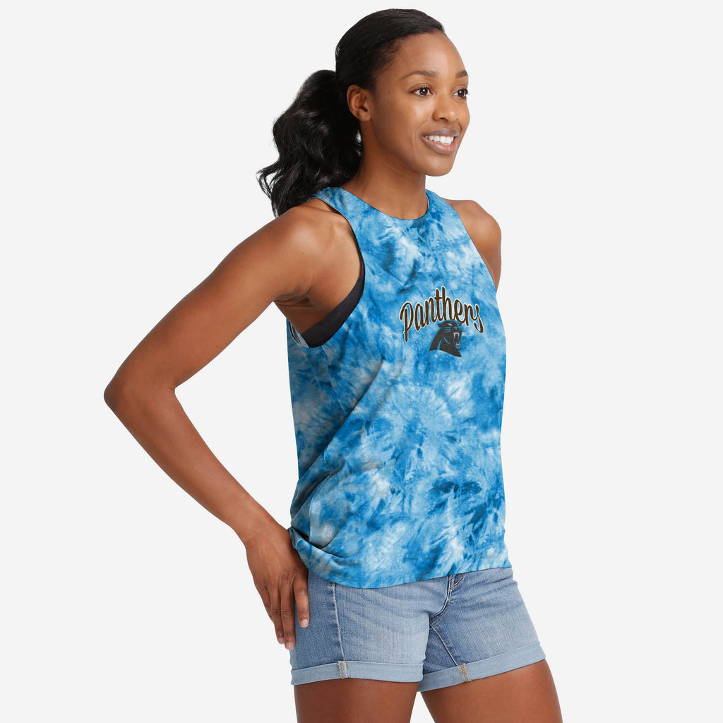 Carolina Panthers Womens Script Wordmark Tie-Dye Tie-Breaker Sleeveless Top FOCO S - FOCO.com