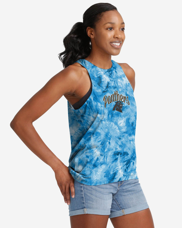 Carolina Panthers Womens Script Wordmark Tie-Dye Tie-Breaker Sleeveless Top FOCO S - FOCO.com