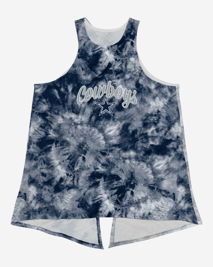 Dallas Cowboys Womens Script Wordmark Tie-Dye Tie-Breaker Sleeveless Top FOCO - FOCO.com