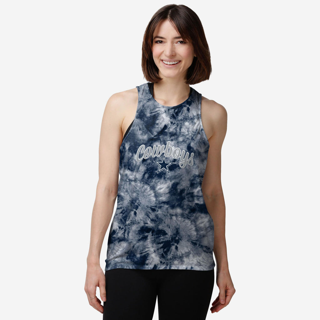 Dallas Cowboys Womens Script Wordmark Tie-Dye Tie-Breaker Sleeveless Top FOCO S - FOCO.com