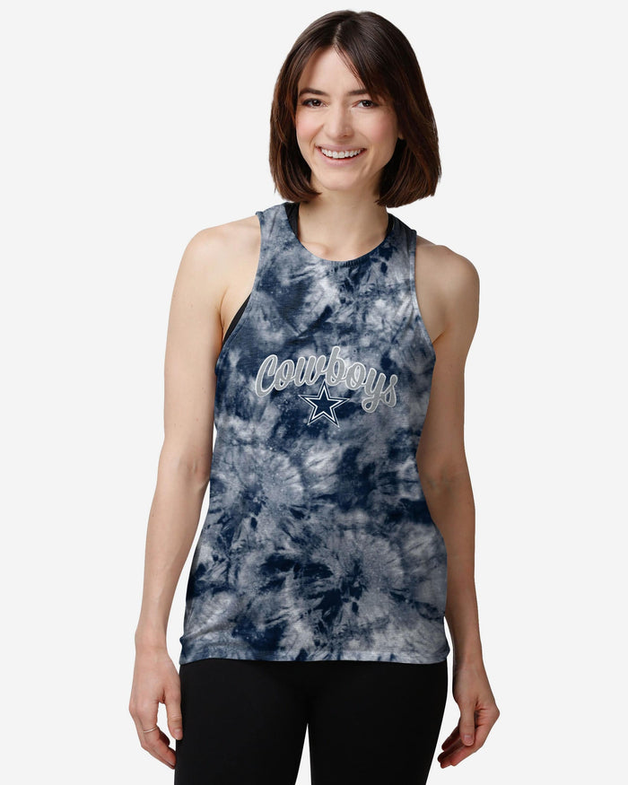 Dallas Cowboys Womens Script Wordmark Tie-Dye Tie-Breaker Sleeveless Top FOCO S - FOCO.com