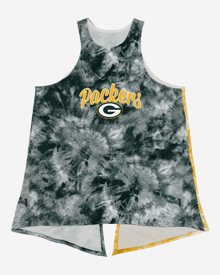 Green Bay Packers Womens Script Wordmark Tie-Dye Tie-Breaker Sleeveless Top FOCO - FOCO.com