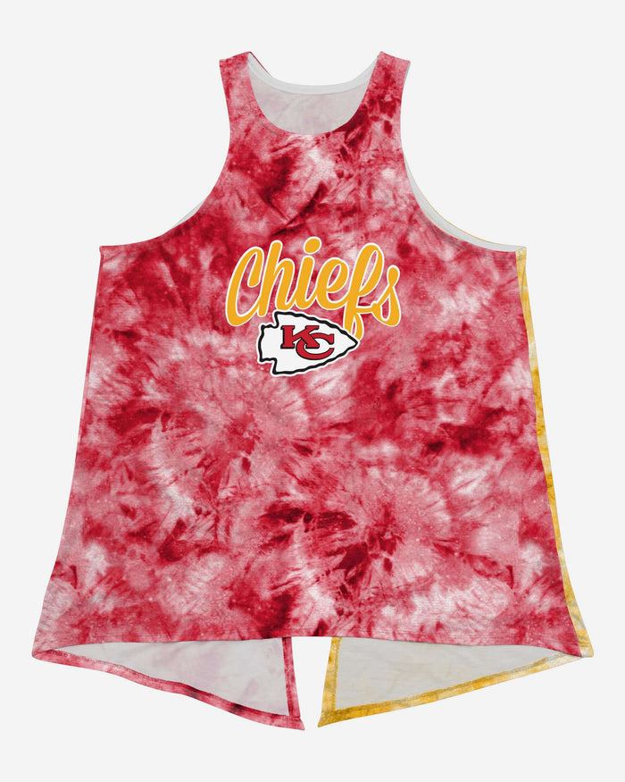 Kansas City Chiefs Womens Script Wordmark Tie-Dye Tie-Breaker Sleeveless Top FOCO - FOCO.com