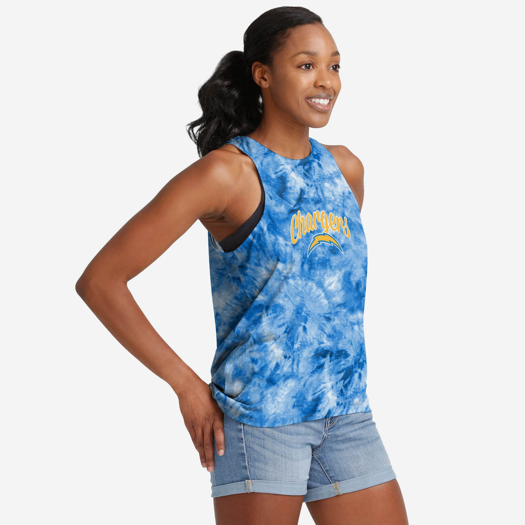 Los Angeles Chargers Womens Script Wordmark Tie-Dye Tie-Breaker Sleeveless Top FOCO S - FOCO.com