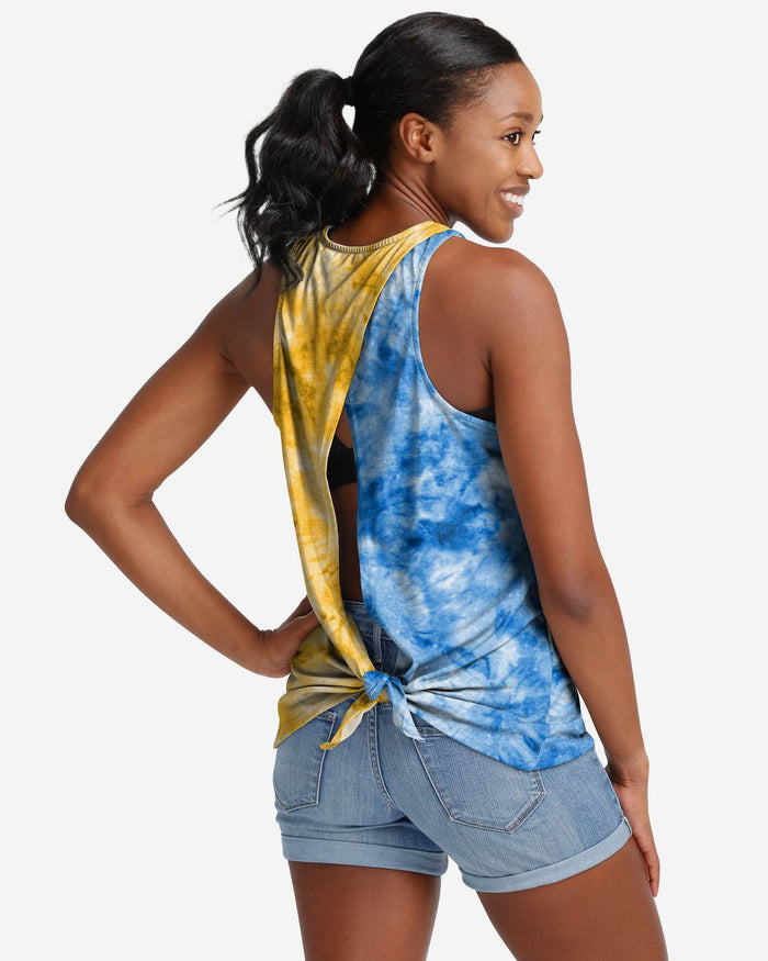 Los Angeles Chargers Womens Script Wordmark Tie-Dye Tie-Breaker Sleeveless Top FOCO - FOCO.com