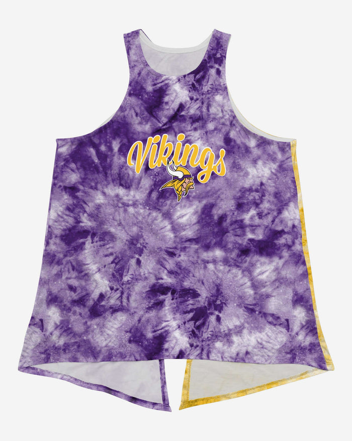 Minnesota Vikings Womens Script Wordmark Tie-Dye Tie-Breaker Sleeveless Top FOCO - FOCO.com