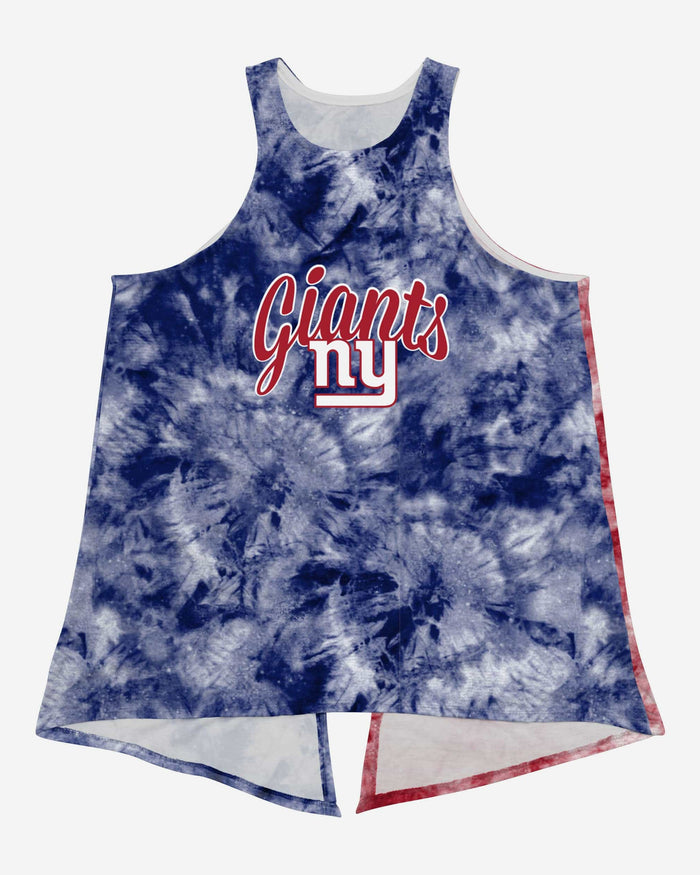 New York Giants Womens Script Wordmark Tie-Dye Tie-Breaker Sleeveless Top FOCO - FOCO.com