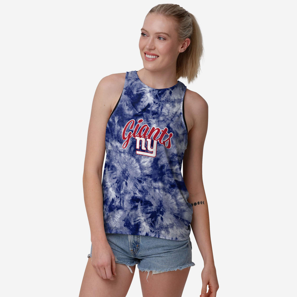 New York Giants Womens Script Wordmark Tie-Dye Tie-Breaker Sleeveless Top FOCO S - FOCO.com