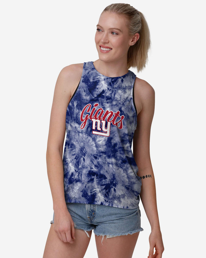 New York Giants Womens Script Wordmark Tie-Dye Tie-Breaker Sleeveless Top FOCO S - FOCO.com