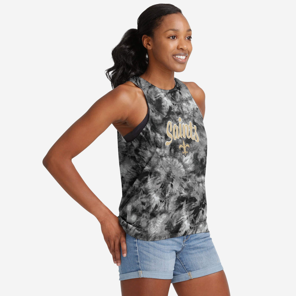 New Orleans Saints Womens Script Wordmark Tie-Dye Tie-Breaker Sleeveless Top FOCO S - FOCO.com