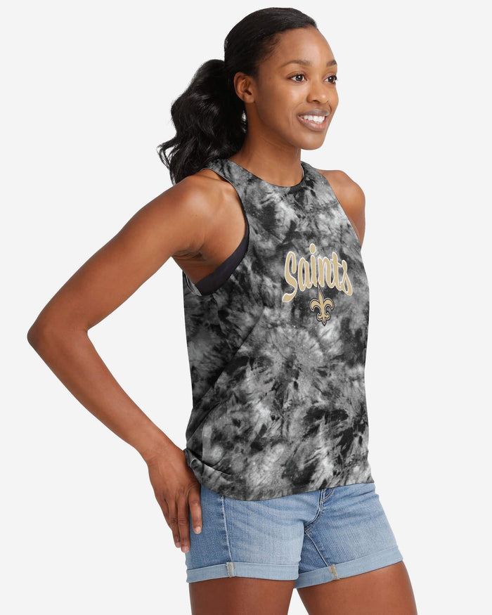 New Orleans Saints Womens Script Wordmark Tie-Dye Tie-Breaker Sleeveless Top FOCO S - FOCO.com