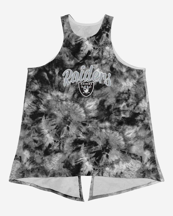 Las Vegas Raiders Womens Script Wordmark Tie-Dye Tie-Breaker Sleeveless Top FOCO - FOCO.com