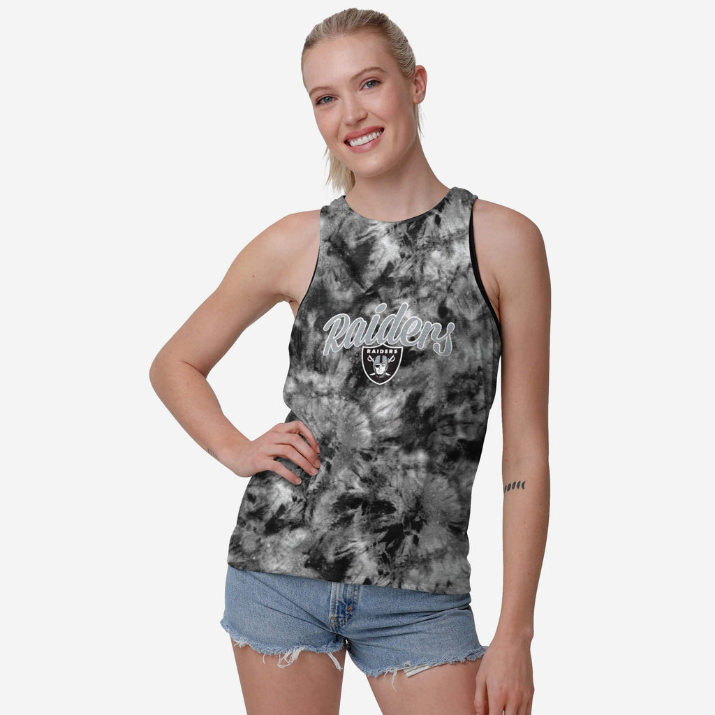 Las Vegas Raiders Womens Script Wordmark Tie-Dye Tie-Breaker Sleeveless Top FOCO S - FOCO.com