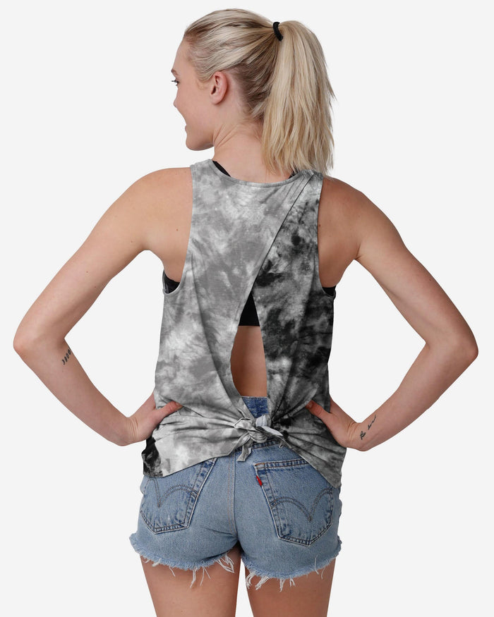 Las Vegas Raiders Womens Script Wordmark Tie-Dye Tie-Breaker Sleeveless Top FOCO - FOCO.com